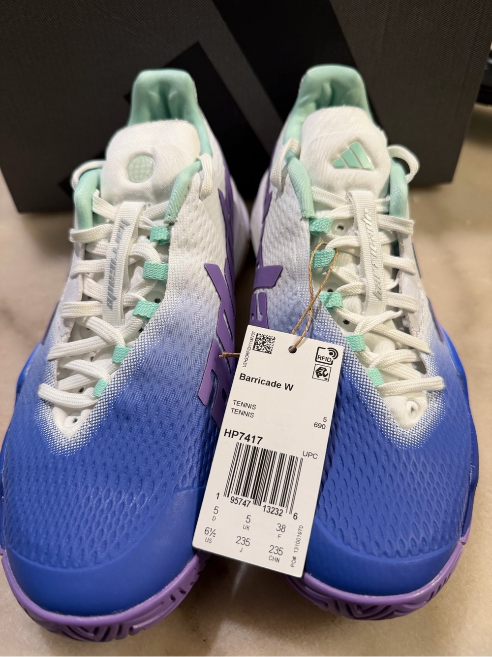 adidas Barricade W Tennis Shoes - Blue/White/Mint/Purple